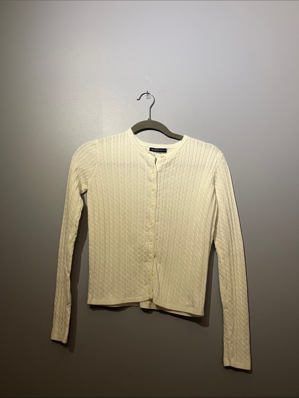 Brandy Melville Cream Cable Knit Button Cardigan